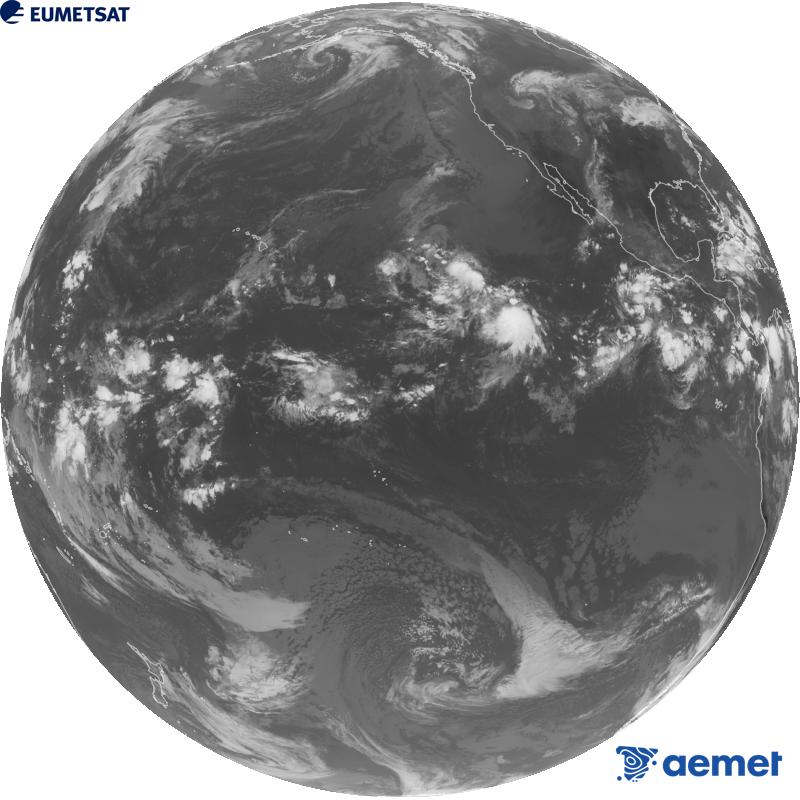 Imagen global del canal infrarrojo (longitud de onda 10.3 �m) del sat�lite estadounidense GOES-18. Las horas indicadas se refieren a la pen�nsula (una hora menos en las Islas Canarias).&nbsp;s�bado, 19 septiembre 2026 a las 17:00