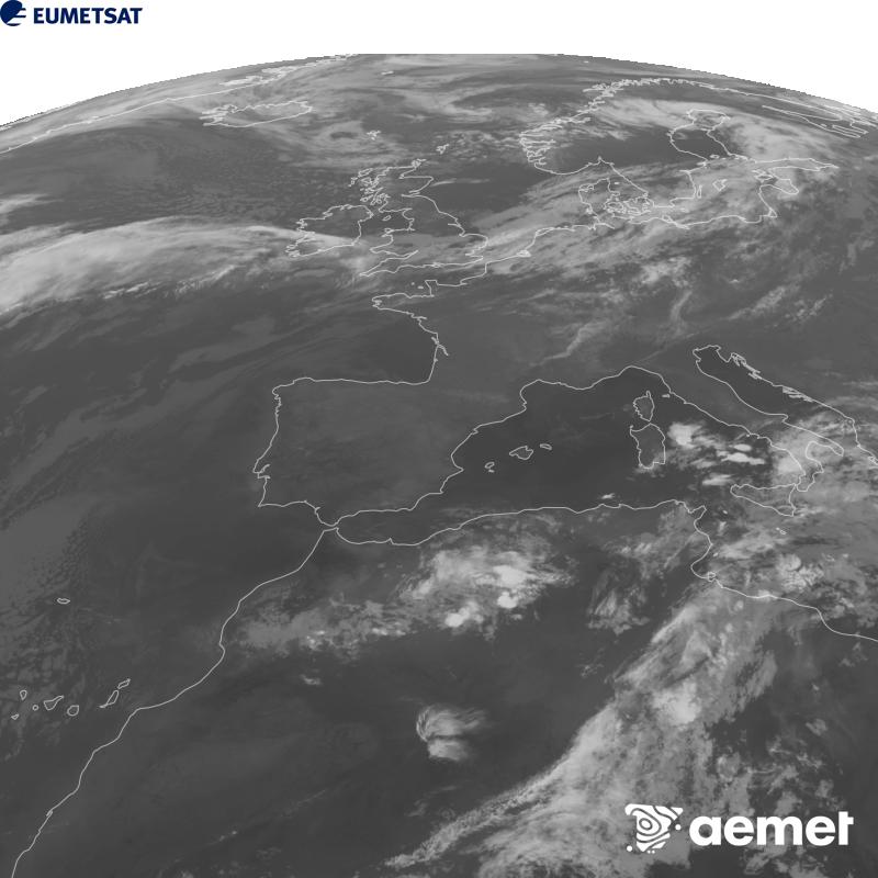 Esta imagen se genera utilizando informaci�n del canal Infrarrojo 10.5 �m del sat�lite METEOSAT-12, perteneciente a la tercera generaci�n de sat�lites Meteosat (MTG). Para que la imagen se asemeje m�s a la percepci�n del ojo humano, la escala de grises est� invertida. Las horas indicadas se refieren a la pen�nsula (una hora menos en las Islas Canarias).&nbsp;domingo, 20 septiembre 2026 a las 01:00