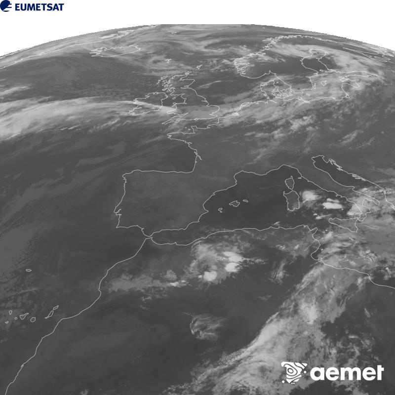 Esta imagen se genera utilizando informaci�n del canal Infrarrojo 10.5 �m del sat�lite METEOSAT-12, perteneciente a la tercera generaci�n de sat�lites Meteosat (MTG). Para que la imagen se asemeje m�s a la percepci�n del ojo humano, la escala de grises est� invertida. Las horas indicadas se refieren a la pen�nsula (una hora menos en las Islas Canarias).&nbsp;domingo, 20 septiembre 2026 a las 02:00