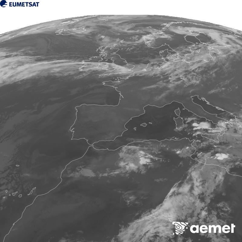 Esta imagen se genera utilizando informaci�n del canal Infrarrojo 10.5 �m del sat�lite METEOSAT-12, perteneciente a la tercera generaci�n de sat�lites Meteosat (MTG). Para que la imagen se asemeje m�s a la percepci�n del ojo humano, la escala de grises est� invertida. Las horas indicadas se refieren a la pen�nsula (una hora menos en las Islas Canarias).&nbsp;domingo, 20 septiembre 2026 a las 04:00