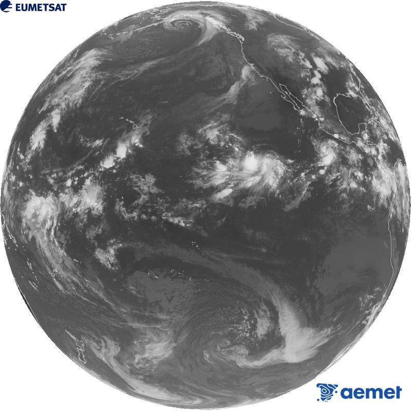 Imatge global del canal infraroig (longitud d'ona 10.3 �m) del sat�l�lit estatunidenc GOES-18. Les hores indicades es refereixen a la pen�nsula (una hora menys a les Illes Can�ries).&nbsp;diumenge, 20 de setembre  2026 05:00