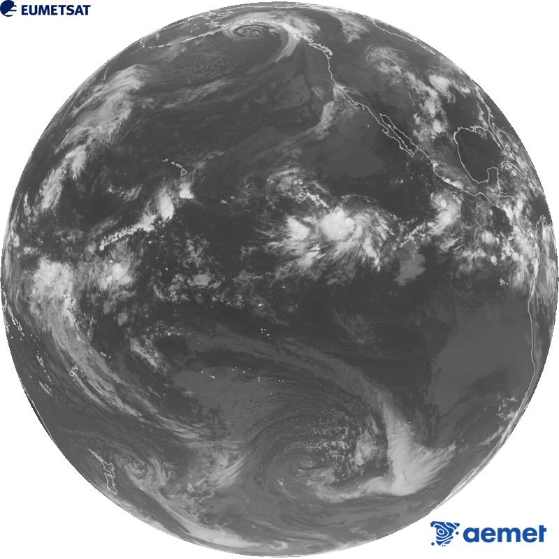 Imatge global del canal infraroig (longitud d'ona 10.3 �m) del sat�l�lit estatunidenc GOES-18. Les hores indicades es refereixen a la pen�nsula (una hora menys a les Illes Can�ries).&nbsp;diumenge, 20 de setembre  2026 08:00