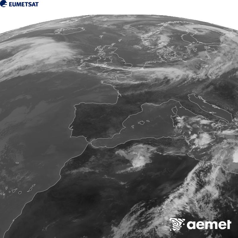 Esta imagen se genera utilizando informaci�n del canal Infrarrojo 10.5 �m del sat�lite METEOSAT-12, perteneciente a la tercera generaci�n de sat�lites Meteosat (MTG). Para que la imagen se asemeje m�s a la percepci�n del ojo humano, la escala de grises est� invertida. Las horas indicadas se refieren a la pen�nsula (una hora menos en las Islas Canarias).&nbsp;domingo, 20 septiembre 2026 a las 12:00