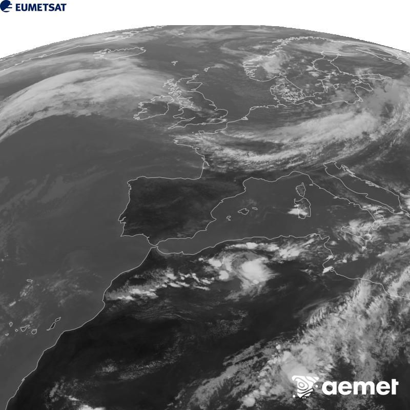 Esta imagen se genera utilizando informaci�n del canal Infrarrojo 10.5 �m del sat�lite METEOSAT-12, perteneciente a la tercera generaci�n de sat�lites Meteosat (MTG). Para que la imagen se asemeje m�s a la percepci�n del ojo humano, la escala de grises est� invertida. Las horas indicadas se refieren a la pen�nsula (una hora menos en las Islas Canarias).&nbsp;domingo, 20 septiembre 2026 a las 17:00