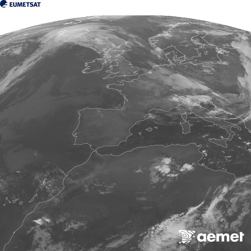 Esta imaxe x�rase utilizando informaci�n da canle Infravermella 10.5 �m do sat�lite METEOSAT-12, pertencente � terceira xeraci�n de sat�lites Meteosat (MTG). Para que a imaxe se asemelle m�is � percepci�n do ollo humano, a escala de grises est� investida. As horas indicadas ref�rense � pen�nsula (unha hora menos nas Illas Canarias).&nbsp;luns, 21 setembro  2026 07:00