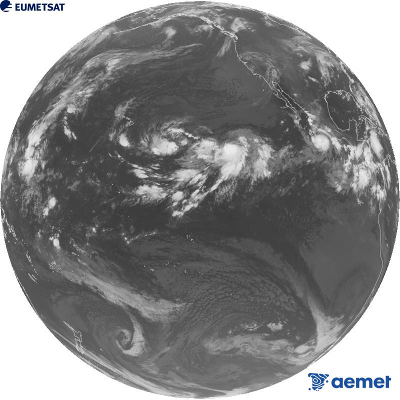 Imatge global del canal infraroig (longitud d'ona 10.3 �m) del sat�l�lit estatunidenc GOES-18. Les hores indicades es refereixen a la pen�nsula (una hora menys a les Illes Can�ries).&nbsp;dilluns, 21 de setembre  2026 14:00