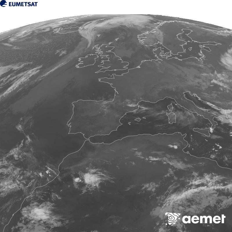 Esta imaxe x�rase utilizando informaci�n da canle Infravermella 10.5 �m do sat�lite METEOSAT-12, pertencente � terceira xeraci�n de sat�lites Meteosat (MTG). Para que a imaxe se asemelle m�is � percepci�n do ollo humano, a escala de grises est� investida. As horas indicadas ref�rense � pen�nsula (unha hora menos nas Illas Canarias).&nbsp;martes, 22 setembro  2026 03:00