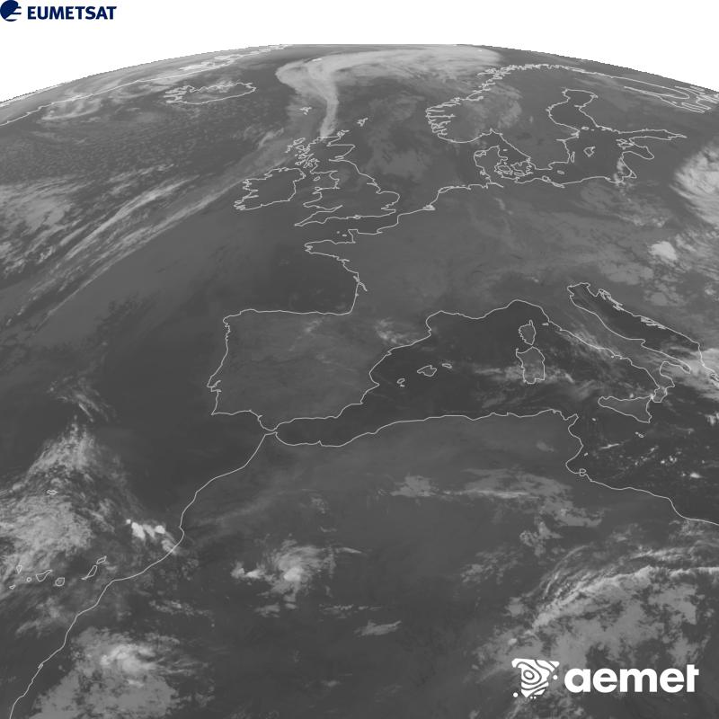 Esta imaxe x�rase utilizando informaci�n da canle Infravermella 10.5 �m do sat�lite METEOSAT-12, pertencente � terceira xeraci�n de sat�lites Meteosat (MTG). Para que a imaxe se asemelle m�is � percepci�n do ollo humano, a escala de grises est� investida. As horas indicadas ref�rense � pen�nsula (unha hora menos nas Illas Canarias).&nbsp;martes, 22 setembro  2026 06:00