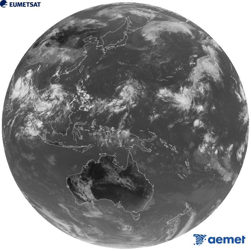 Imatge global del canal infraroig (longitud d'ona 10.4 �m) del sat�l�lit geoestacionari japon�s Himawari-9. Les hores indicades es refereixen a la pen�nsula (una hora menys a les Illes Can�ries).&nbsp;dimarts, 22 de setembre  2026 08:00