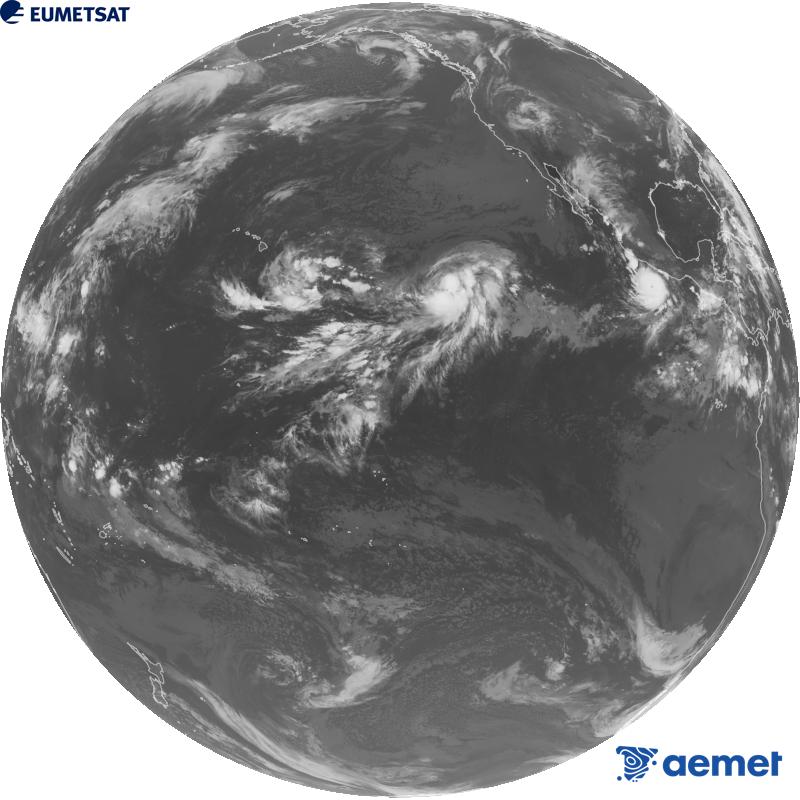 Imagen global del canal infrarrojo (longitud de onda 10.3 �m) del sat�lite estadounidense GOES-18. Las horas indicadas se refieren a la pen�nsula (una hora menos en las Islas Canarias).&nbsp;martes, 22 septiembre 2026 a las 11:00