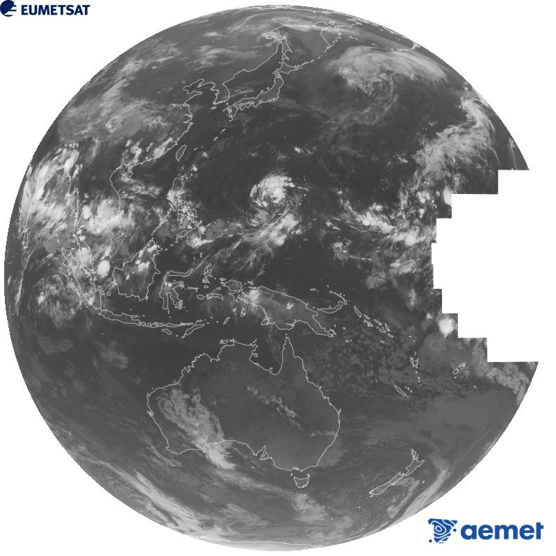 Imatge global del canal infraroig (longitud d'ona 10.4 �m) del sat�l�lit geoestacionari japon�s Himawari-9. Les hores indicades es refereixen a la pen�nsula (una hora menys a les Illes Can�ries).&nbsp;dimarts, 22 de setembre  2026 17:00