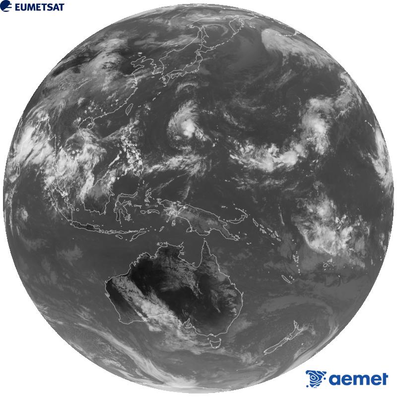 Imatge global del canal infraroig (longitud d'ona 10.4 �m) del sat�l�lit geoestacionari japon�s Himawari-9. Les hores indicades es refereixen a la pen�nsula (una hora menys a les Illes Can�ries).&nbsp;dimecres, 23 de setembre  2026 08:00