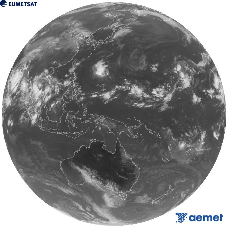 Imaxe global da canle infravermella (lonxitude de onda 10.4 �m) do sat�lite xeoestacionario xapon�s Himawari-9. As horas indicadas ref�rense � pen�nsula (unha hora menos nas Illas Canarias).&nbsp;xoves, 24 setembro  2026 02:00