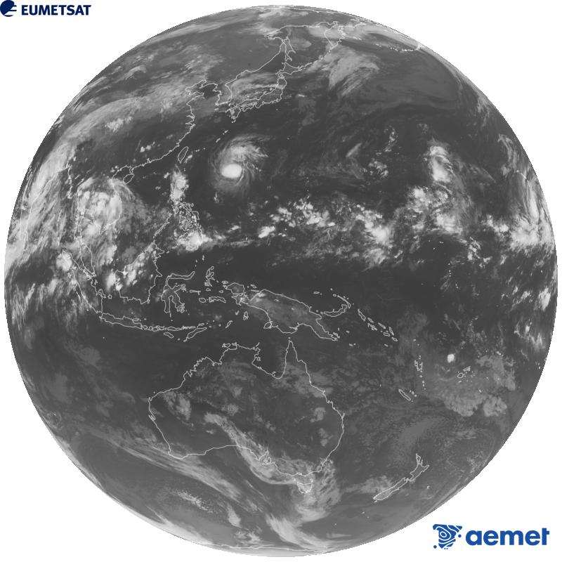 Imaxe global da canle infravermella (lonxitude de onda 10.4 �m) do sat�lite xeoestacionario xapon�s Himawari-9. As horas indicadas ref�rense � pen�nsula (unha hora menos nas Illas Canarias).&nbsp;xoves, 24 setembro  2026 14:00