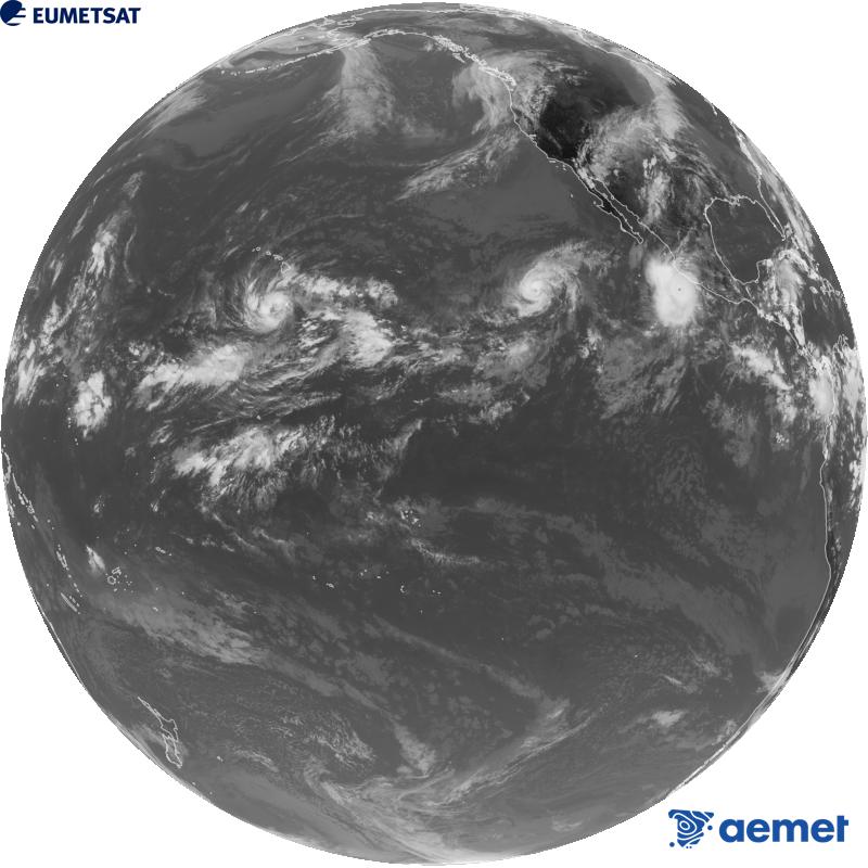 Imatge global del canal infraroig (longitud d'ona 10.3 �m) del sat�l�lit estatunidenc GOES-18. Les hores indicades es refereixen a la pen�nsula (una hora menys a les Illes Can�ries).&nbsp;dijous, 24 de setembre  2026 23:00