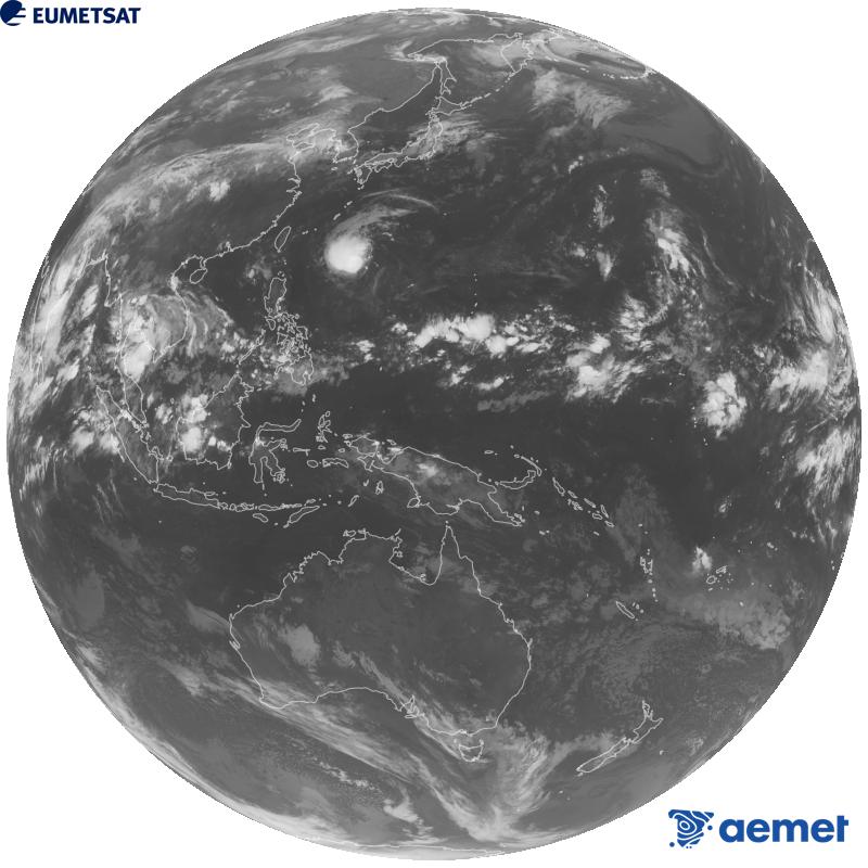 Imaxe global da canle infravermella (lonxitude de onda 10.4 �m) do sat�lite xeoestacionario xapon�s Himawari-9. As horas indicadas ref�rense � pen�nsula (unha hora menos nas Illas Canarias).&nbsp;xoves, 24 setembro  2026 23:00