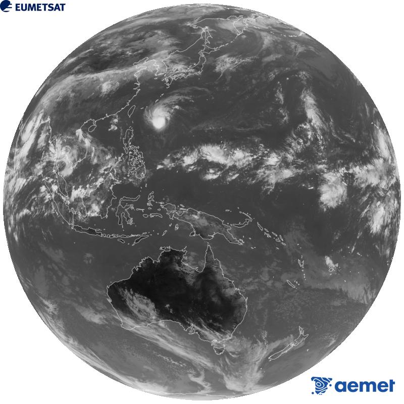 Imaxe global da canle infravermella (lonxitude de onda 10.4 �m) do sat�lite xeoestacionario xapon�s Himawari-9. As horas indicadas ref�rense � pen�nsula (unha hora menos nas Illas Canarias).&nbsp;venres, 25 setembro  2026 05:00