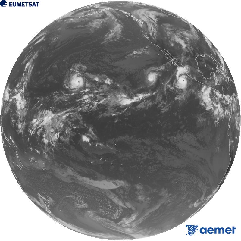 Imatge global del canal infraroig (longitud d'ona 10.3 �m) del sat�l�lit estatunidenc GOES-18. Les hores indicades es refereixen a la pen�nsula (una hora menys a les Illes Can�ries).&nbsp;divendres, 25 de setembre  2026 17:00