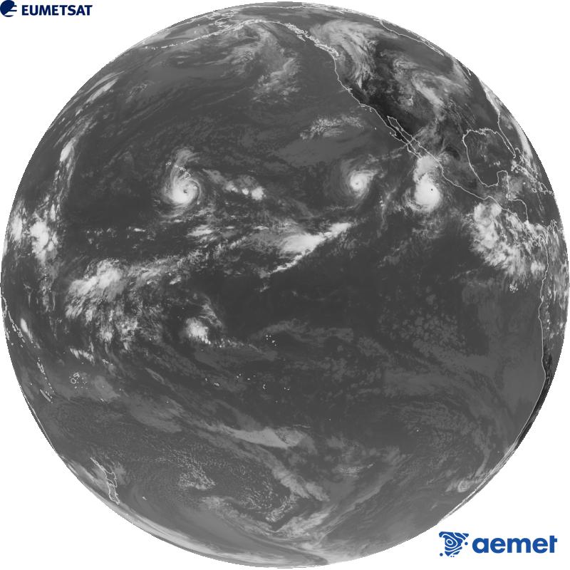 Imatge global del canal infraroig (longitud d'ona 10.3 �m) del sat�l�lit estatunidenc GOES-18. Les hores indicades es refereixen a la pen�nsula (una hora menys a les Illes Can�ries).&nbsp;divendres, 25 de setembre  2026 20:00