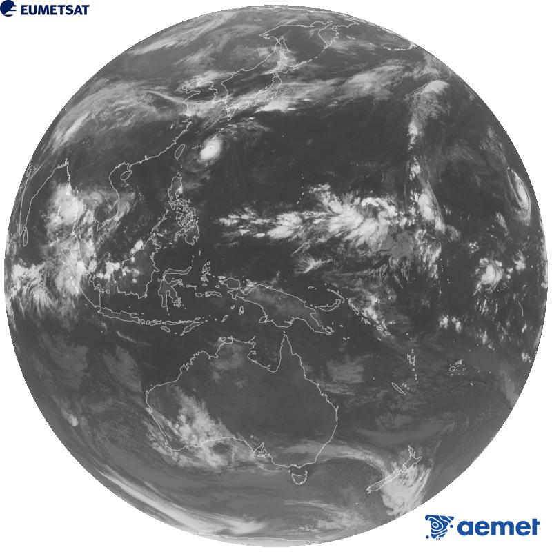 Imaxe global da canle infravermella (lonxitude de onda 10.4 �m) do sat�lite xeoestacionario xapon�s Himawari-9. As horas indicadas ref�rense � pen�nsula (unha hora menos nas Illas Canarias).&nbsp;s�bado , 26 setembro  2026 23:00
