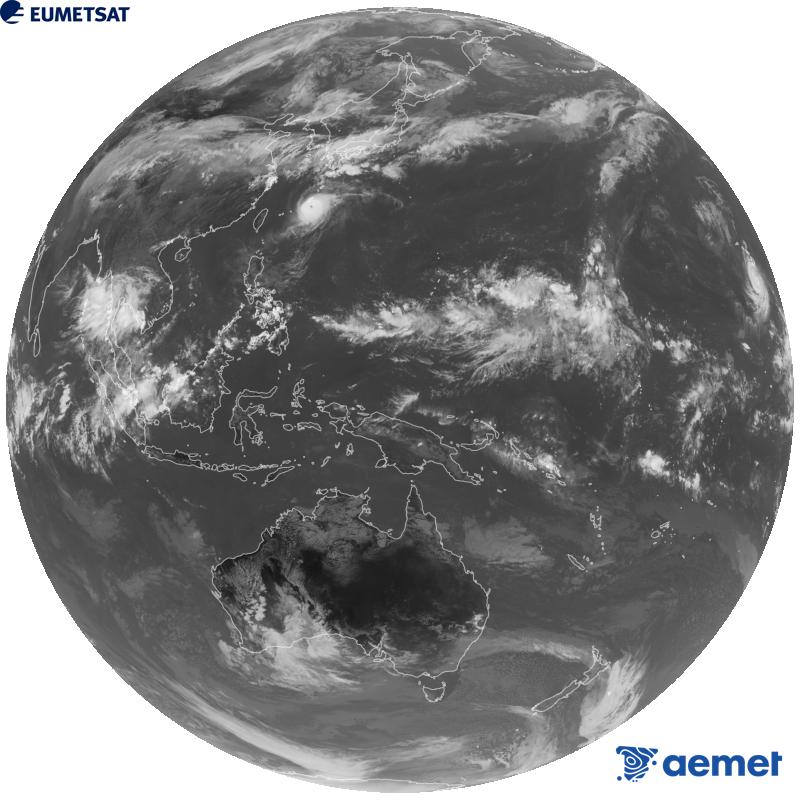 Imaxe global da canle infravermella (lonxitude de onda 10.4 �m) do sat�lite xeoestacionario xapon�s Himawari-9. As horas indicadas ref�rense � pen�nsula (unha hora menos nas Illas Canarias).&nbsp;domingo, 27 setembro  2026 08:00