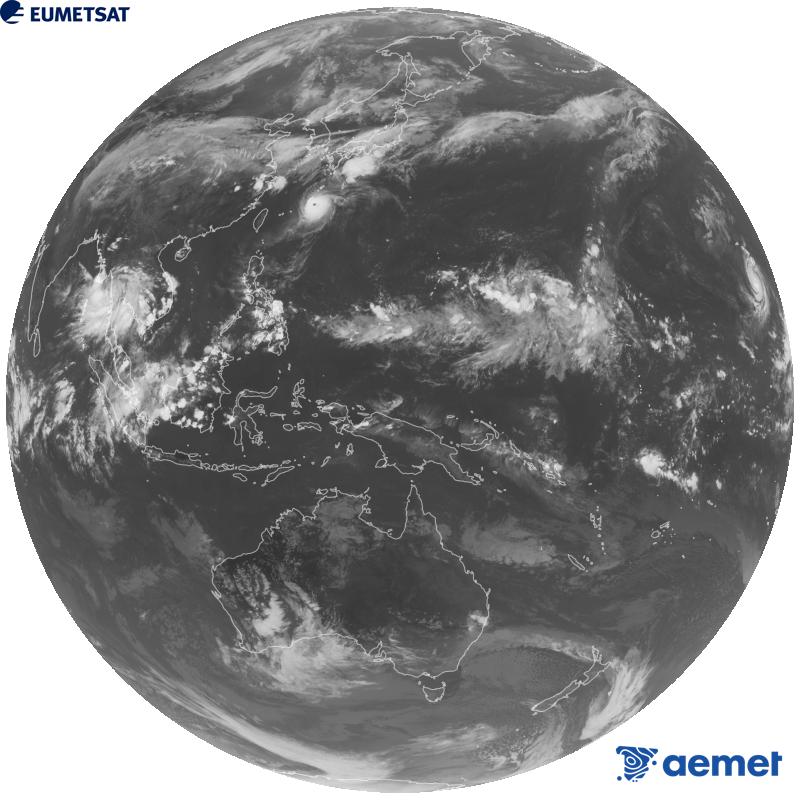 Imaxe global da canle infravermella (lonxitude de onda 10.4 �m) do sat�lite xeoestacionario xapon�s Himawari-9. As horas indicadas ref�rense � pen�nsula (unha hora menos nas Illas Canarias).&nbsp;domingo, 27 setembro  2026 11:00