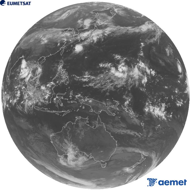 Imatge global del canal infraroig (longitud d'ona 10.4 �m) del sat�l�lit geoestacionari japon�s Himawari-9. Les hores indicades es refereixen a la pen�nsula (una hora menys a les Illes Can�ries).&nbsp;diumenge, 27 de setembre  2026 20:00