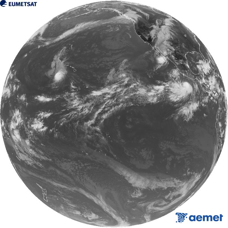 Imatge global del canal infraroig (longitud d'ona 10.3 �m) del sat�l�lit estatunidenc GOES-18. Les hores indicades es refereixen a la pen�nsula (una hora menys a les Illes Can�ries).&nbsp;dilluns, 28 de setembre  2026 23:00