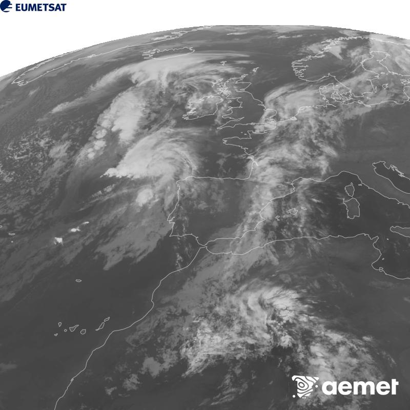 Esta imaxe x�rase utilizando informaci�n da canle Infravermella 10.5 �m do sat�lite METEOSAT-12, pertencente � terceira xeraci�n de sat�lites Meteosat (MTG). Para que a imaxe se asemelle m�is � percepci�n do ollo humano, a escala de grises est� investida. As horas indicadas ref�rense � pen�nsula (unha hora menos nas Illas Canarias).&nbsp;martes, 29 setembro  2026 02:00