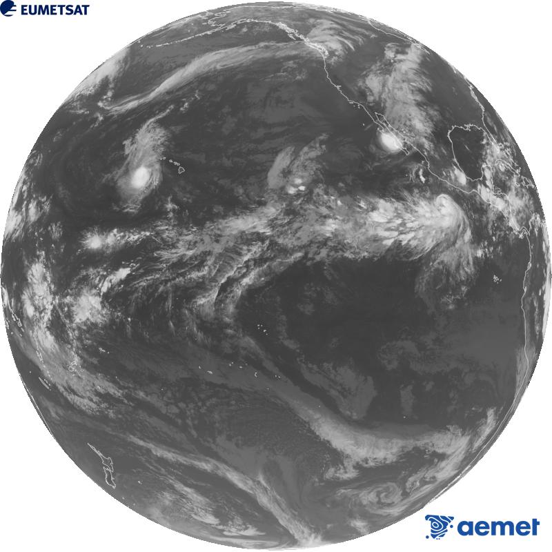 Imatge global del canal infraroig (longitud d'ona 10.3 �m) del sat�l�lit estatunidenc GOES-18. Les hores indicades es refereixen a la pen�nsula (una hora menys a les Illes Can�ries).&nbsp;dimarts, 29 de setembre  2026 05:00