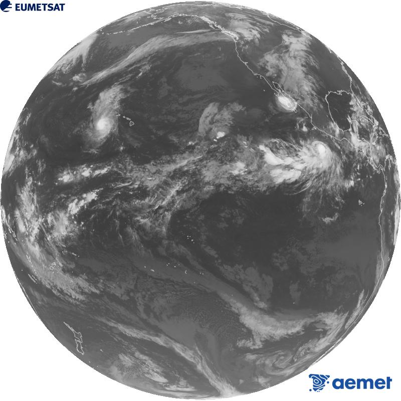 Imatge global del canal infraroig (longitud d'ona 10.3 �m) del sat�l�lit estatunidenc GOES-18. Les hores indicades es refereixen a la pen�nsula (una hora menys a les Illes Can�ries).&nbsp;dimarts, 29 de setembre  2026 08:00