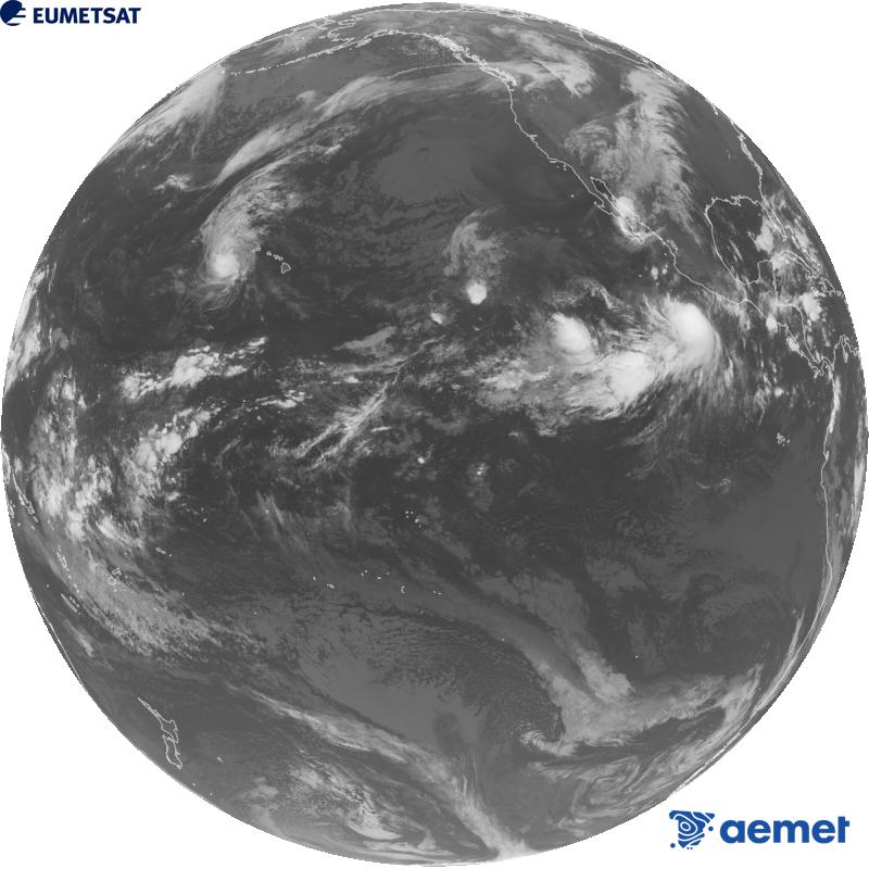 Imatge global del canal infraroig (longitud d'ona 10.3 �m) del sat�l�lit estatunidenc GOES-18. Les hores indicades es refereixen a la pen�nsula (una hora menys a les Illes Can�ries).&nbsp;dimarts, 29 de setembre  2026 14:00
