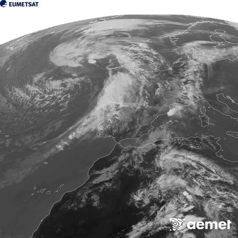 Esta imaxe x�rase utilizando informaci�n da canle Infravermella 10.5 �m do sat�lite METEOSAT-12, pertencente � terceira xeraci�n de sat�lites Meteosat (MTG). Para que a imaxe se asemelle m�is � percepci�n do ollo humano, a escala de grises est� investida. As horas indicadas ref�rense � pen�nsula (unha hora menos nas Illas Canarias).&nbsp;martes, 29 setembro  2026 17:00