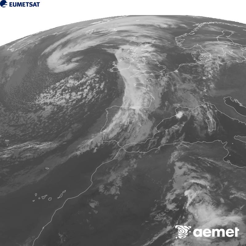 Esta imaxe x�rase utilizando informaci�n da canle Infravermella 10.5 �m do sat�lite METEOSAT-12, pertencente � terceira xeraci�n de sat�lites Meteosat (MTG). Para que a imaxe se asemelle m�is � percepci�n do ollo humano, a escala de grises est� investida. As horas indicadas ref�rense � pen�nsula (unha hora menos nas Illas Canarias).&nbsp;m�rcores, 30 setembro  2026 00:00