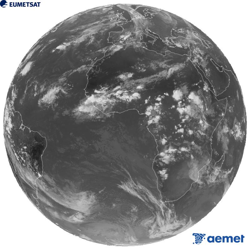 Imatge global del canal infraroig (longitud d'ona 10.5 �m) del sat�l�lit geoestacionari europeu Meteosat-12, pertanyent a la tercera generaci� de sat�l�lits Meteosat. Les hores indicades es refereixen a la pen�nsula (una hora menys a les Illes Can�ries).&nbsp;dijous, 1 d?octubre  2026 20:00