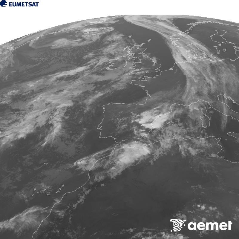 Aquesta imatge es genera utilitzant informaci� del canal Infraroig 10.5 �m del sat�l�lit METEOSAT-12, pertanyent a la tercera generaci� de sat�l�lits Meteosat (MTG). Perqu� la imatge s'assembli m�s a la percepci� de l'ull hum�, l'escala de grises est� invertida. Les hores indicades es refereixen a la pen�nsula (una hora menys a les Illes Can�ries).&nbsp;dijous, 1 d?octubre  2026 22:00