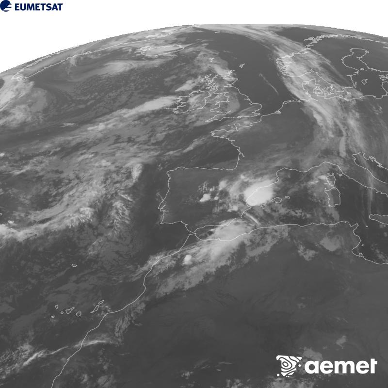 Aquesta imatge es genera utilitzant informaci� del canal Infraroig 10.5 �m del sat�l�lit METEOSAT-12, pertanyent a la tercera generaci� de sat�l�lits Meteosat (MTG). Perqu� la imatge s'assembli m�s a la percepci� de l'ull hum�, l'escala de grises est� invertida. Les hores indicades es refereixen a la pen�nsula (una hora menys a les Illes Can�ries).&nbsp;divendres, 2 d?octubre  2026 03:00