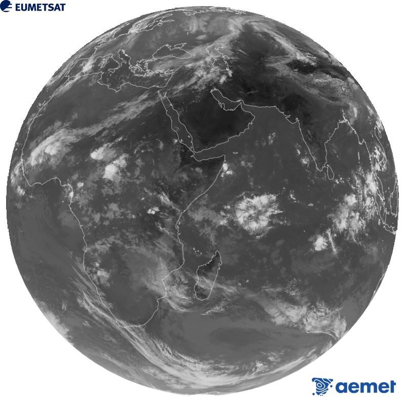Imatge global del canal infraroig (longitud d'ona 10.8 �m) del sat�l�lit geoestacionari europeu Meteosat-9, pertanyent a la segona generaci� de sat�l�lits Meteosat. Les hores indicades es refereixen a la pen�nsula (una hora menys a les Illes Can�ries).&nbsp;divendres, 2 d?octubre  2026 08:00