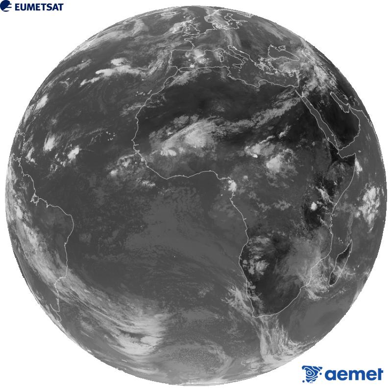 Imatge global del canal infraroig (longitud d'ona 10.5 �m) del sat�l�lit geoestacionari europeu Meteosat-12, pertanyent a la tercera generaci� de sat�l�lits Meteosat. Les hores indicades es refereixen a la pen�nsula (una hora menys a les Illes Can�ries).&nbsp;divendres, 2 d?octubre  2026 11:00