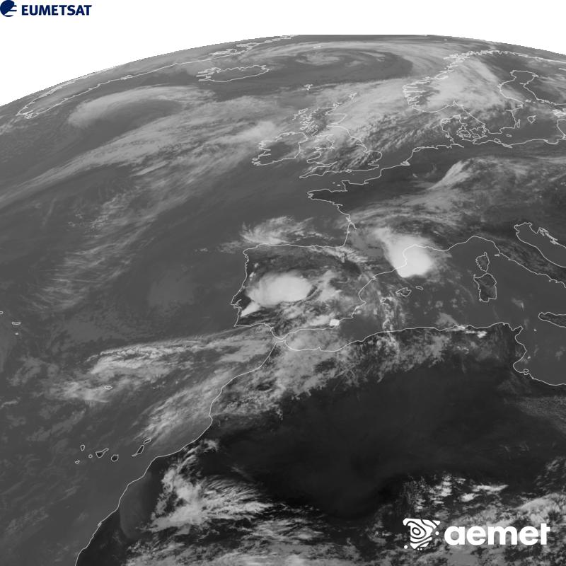 Esta imaxe x�rase utilizando informaci�n da canle Infravermella 10.5 �m do sat�lite METEOSAT-12, pertencente � terceira xeraci�n de sat�lites Meteosat (MTG). Para que a imaxe se asemelle m�is � percepci�n do ollo humano, a escala de grises est� investida. As horas indicadas ref�rense � pen�nsula (unha hora menos nas Illas Canarias).&nbsp;domingo, 4 outubro  2026 15:00