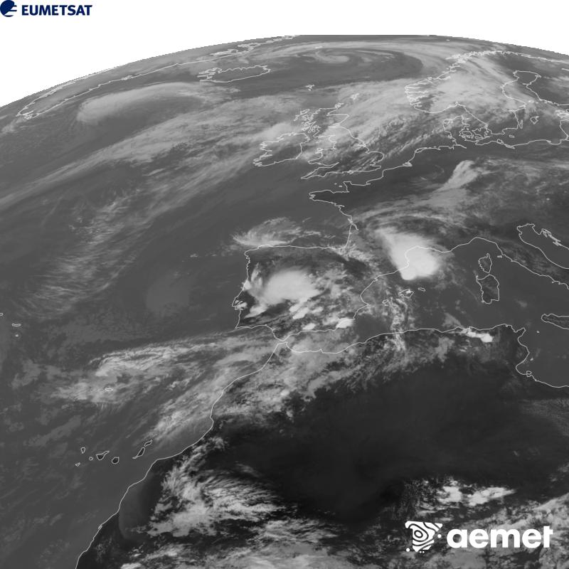 Esta imaxe x�rase utilizando informaci�n da canle Infravermella 10.5 �m do sat�lite METEOSAT-12, pertencente � terceira xeraci�n de sat�lites Meteosat (MTG). Para que a imaxe se asemelle m�is � percepci�n do ollo humano, a escala de grises est� investida. As horas indicadas ref�rense � pen�nsula (unha hora menos nas Illas Canarias).&nbsp;domingo, 4 outubro  2026 16:00