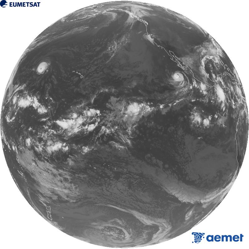 Imatge global del canal infraroig (longitud d'ona 10.3 �m) del sat�l�lit estatunidenc GOES-18. Les hores indicades es refereixen a la pen�nsula (una hora menys a les Illes Can�ries).&nbsp;diumenge, 4 d?octubre  2026 17:00