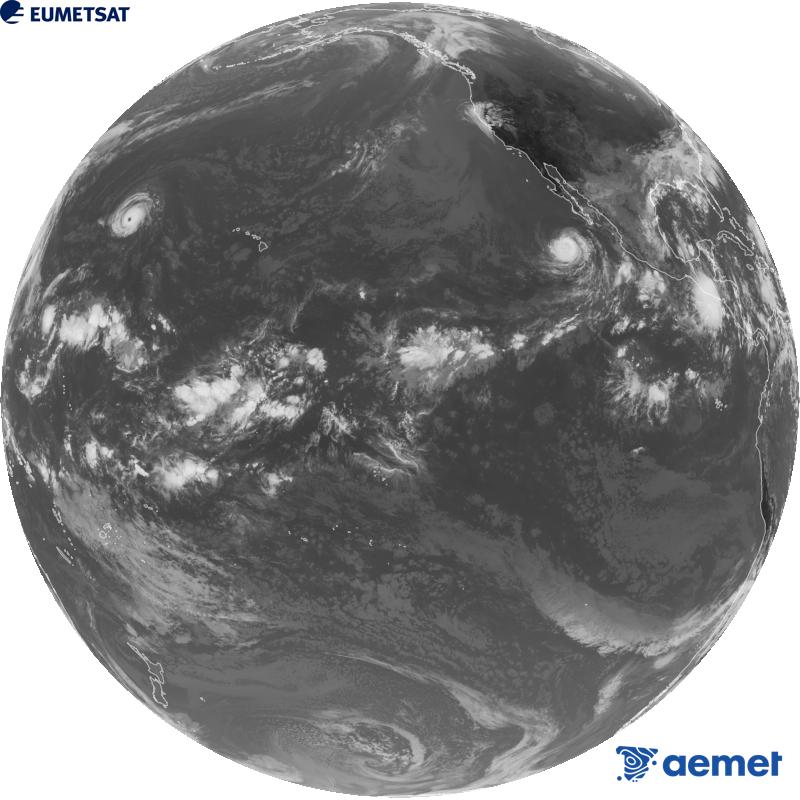 Imatge global del canal infraroig (longitud d'ona 10.3 �m) del sat�l�lit estatunidenc GOES-18. Les hores indicades es refereixen a la pen�nsula (una hora menys a les Illes Can�ries).&nbsp;diumenge, 4 d?octubre  2026 20:00
