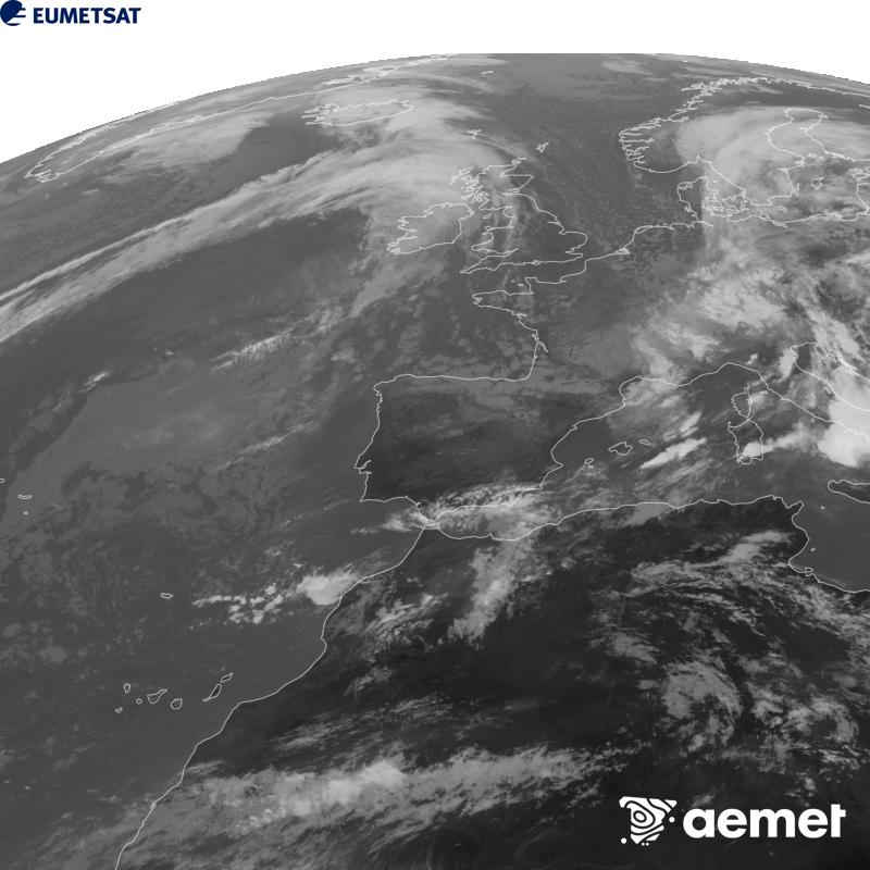Imagen infrarroja del Meteosat a las 2026100811:00 horas UTC