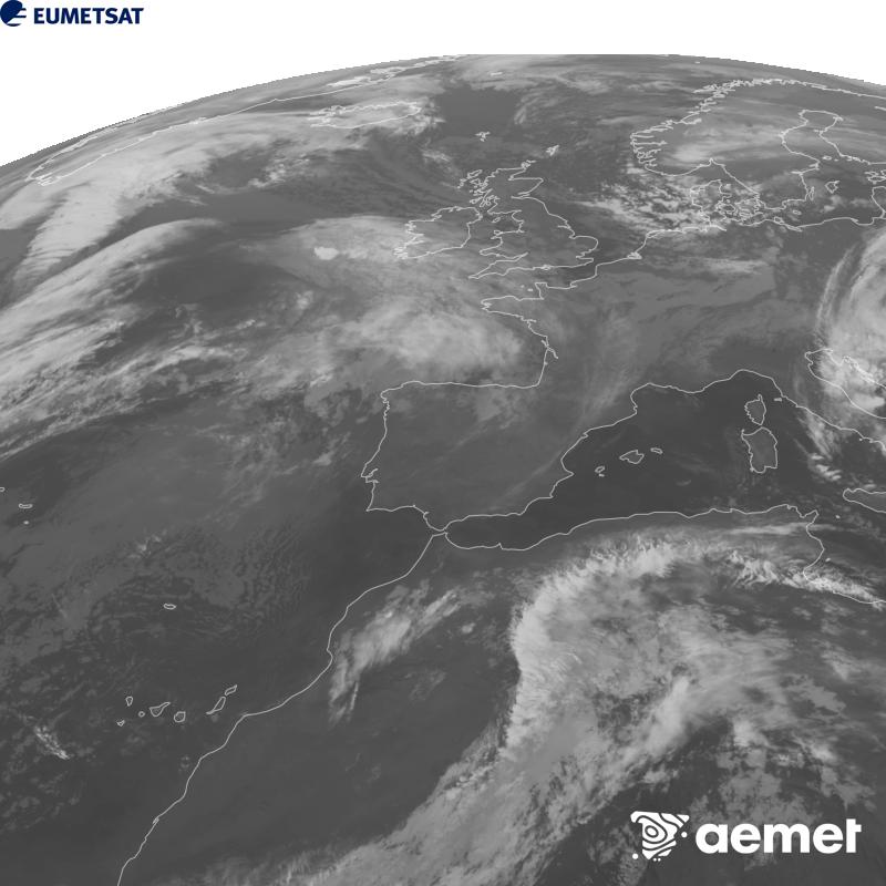 Esta imagen se genera utilizando informaci�n del canal Infrarrojo 10.5 �m del sat�lite METEOSAT-12, perteneciente a la tercera generaci�n de sat�lites Meteosat (MTG). Para que la imagen se asemeje m�s a la percepci�n del ojo humano, la escala de grises est� invertida. Las horas indicadas se refieren a la pen�nsula (una hora menos en las Islas Canarias).&nbsp;domingo, 11 octubre 2026 a las 01:00