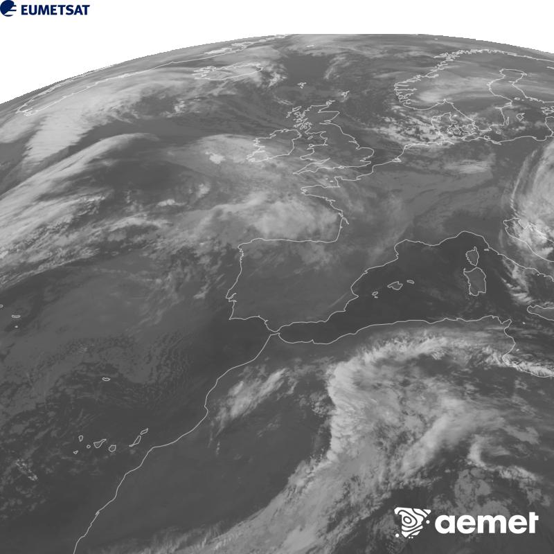 Esta imagen se genera utilizando informaci�n del canal Infrarrojo 10.5 �m del sat�lite METEOSAT-12, perteneciente a la tercera generaci�n de sat�lites Meteosat (MTG). Para que la imagen se asemeje m�s a la percepci�n del ojo humano, la escala de grises est� invertida. Las horas indicadas se refieren a la pen�nsula (una hora menos en las Islas Canarias).&nbsp;domingo, 11 octubre 2026 a las 02:00