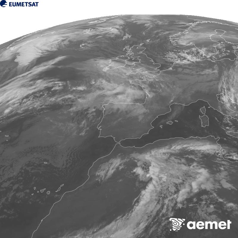 Esta imagen se genera utilizando informaci�n del canal Infrarrojo 10.5 �m del sat�lite METEOSAT-12, perteneciente a la tercera generaci�n de sat�lites Meteosat (MTG). Para que la imagen se asemeje m�s a la percepci�n del ojo humano, la escala de grises est� invertida. Las horas indicadas se refieren a la pen�nsula (una hora menos en las Islas Canarias).&nbsp;domingo, 11 octubre 2026 a las 04:00