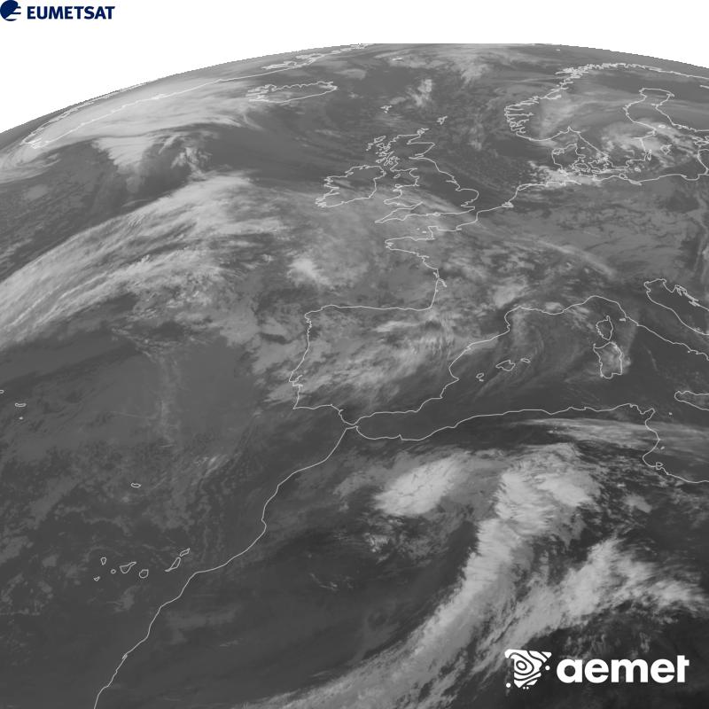 Esta imagen se genera utilizando informaci�n del canal Infrarrojo 10.5 �m del sat�lite METEOSAT-12, perteneciente a la tercera generaci�n de sat�lites Meteosat (MTG). Para que la imagen se asemeje m�s a la percepci�n del ojo humano, la escala de grises est� invertida. Las horas indicadas se refieren a la pen�nsula (una hora menos en las Islas Canarias).&nbsp;domingo, 11 octubre 2026 a las 11:00