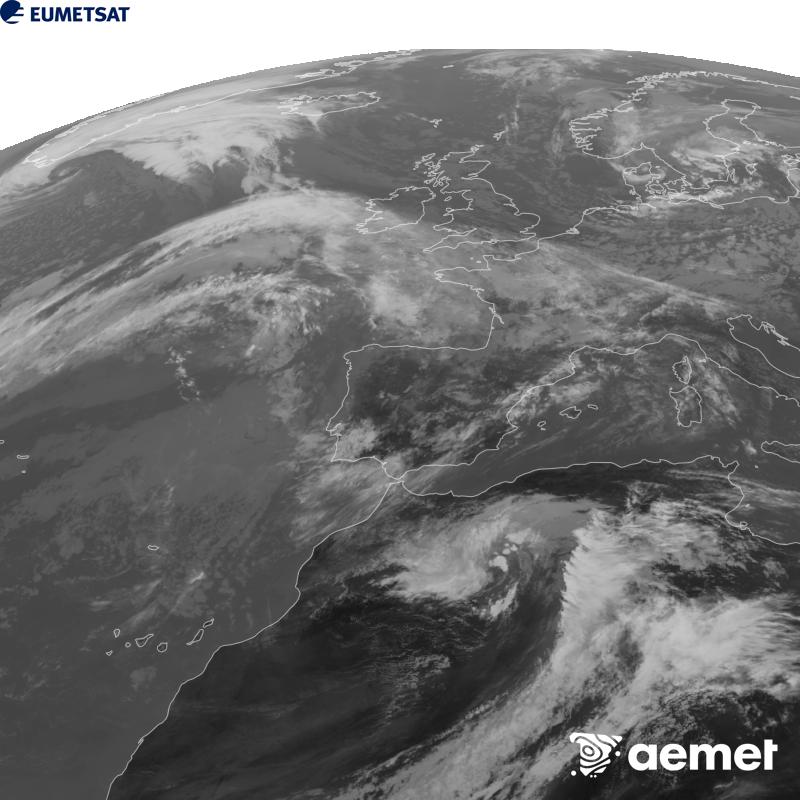 Esta imagen se genera utilizando informaci�n del canal Infrarrojo 10.5 �m del sat�lite METEOSAT-12, perteneciente a la tercera generaci�n de sat�lites Meteosat (MTG). Para que la imagen se asemeje m�s a la percepci�n del ojo humano, la escala de grises est� invertida. Las horas indicadas se refieren a la pen�nsula (una hora menos en las Islas Canarias).&nbsp;domingo, 11 octubre 2026 a las 15:00