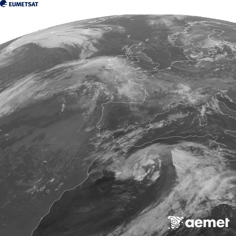 Esta imagen se genera utilizando informaci�n del canal Infrarrojo 10.5 �m del sat�lite METEOSAT-12, perteneciente a la tercera generaci�n de sat�lites Meteosat (MTG). Para que la imagen se asemeje m�s a la percepci�n del ojo humano, la escala de grises est� invertida. Las horas indicadas se refieren a la pen�nsula (una hora menos en las Islas Canarias).&nbsp;domingo, 11 octubre 2026 a las 18:00